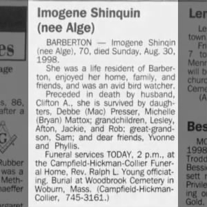 Obituary for Imogene Shinquin