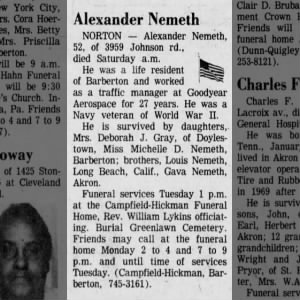 Obituary for Alexander Nemeth
